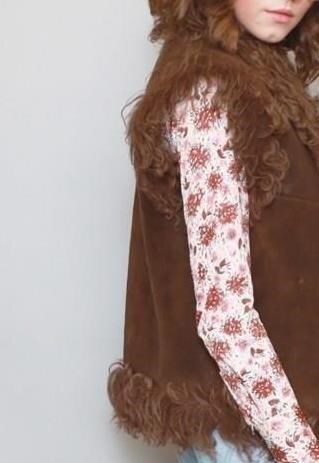 VINTAGE 1970'S DARK BROWN SUEDE SHEEPSKIN GILET