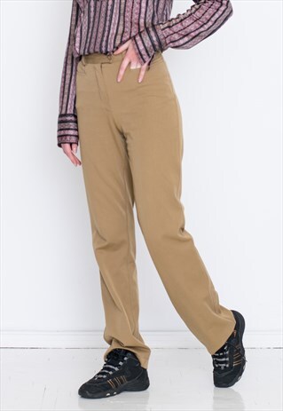 VINTAGE BROWN HIGH WAIST RETRO TROUSERS