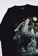 VINTAGE 90S WOLF GRAPHIC PRINT T-SHIRT IN BLACK