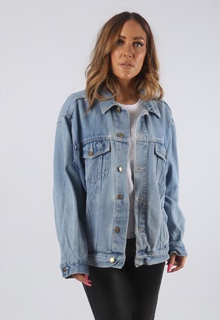 VINTAGE DENIM JACKET OVERSIZED FITTED UK 16 XL (HDS)