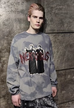 Creepy priest jumper tie-dye tee nervous slogan gradient top