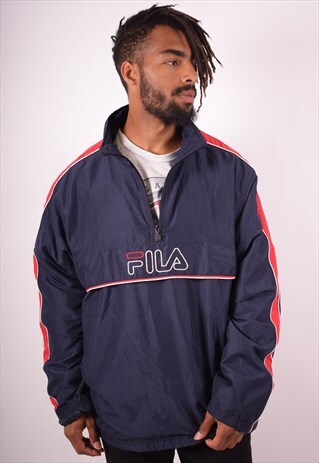 FILA MENS VINTAGE PULLOVER JACKET XL BLUE 90S