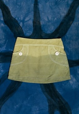 Reworked Y2K Overdyed Mini Skirt in Green