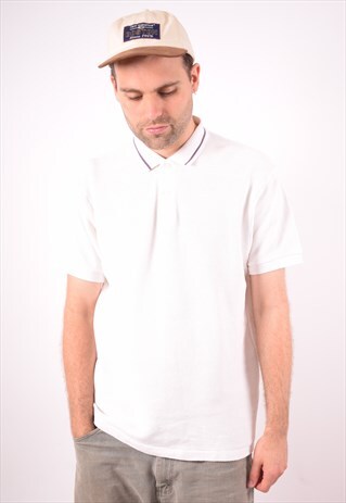 POLO RALPH LAUREN MENS VINTAGE POLO SHIRT LARGE WHITE 90S