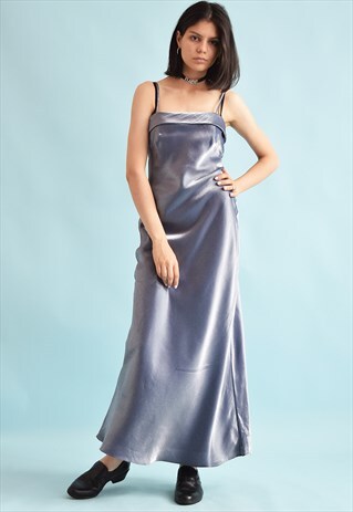 90'S RETRO KITSCH SHIMMER MAXI EVENING DRESS