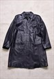 Women's Vintage 90s St Michael Black Leather Trench Jacket