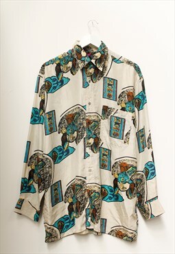 Vintage Unisex Oversized Abstract Printed Shirt