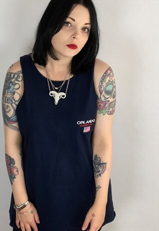 VINTAGE ORLANDO USA VEST IN NAVY SIZE LARGE