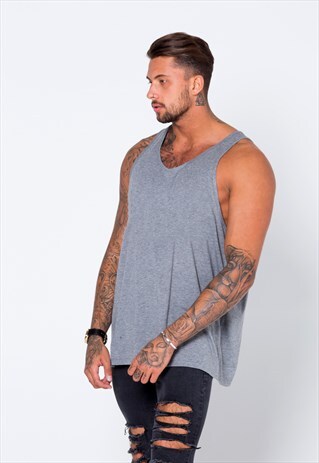STAPLE PLAIN BLANK TANK VEST - HEATHER GREY