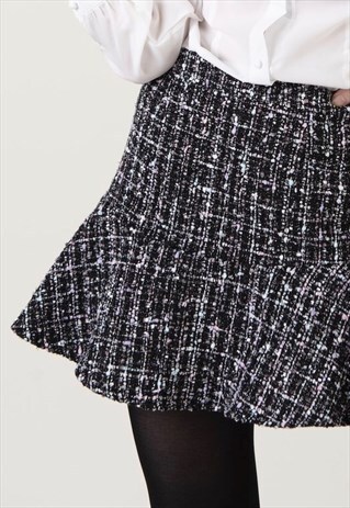 "MADDISON" - WOMAN MINI TWEED ELEGANT GREY SKIRT