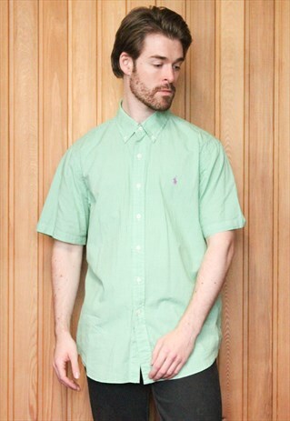 VINTAGE 1980S RALPH LAUREN GREEN CHECKED SHIRT
