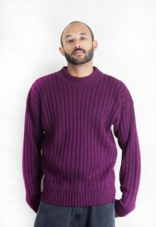 90S GRUNGE LUXURY LINEN BLEND RIBBED MAROON MOCK NECK JUMPER