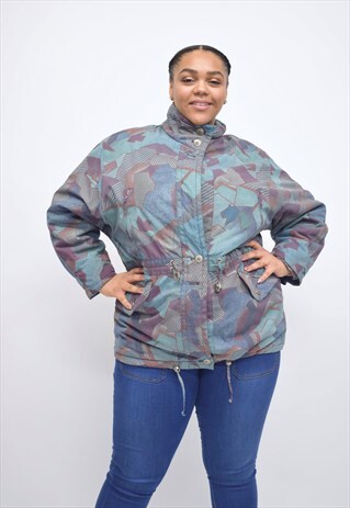 VINTAGE 90'S PATTERNED JACKET WITH BUTTONS & POCKETS