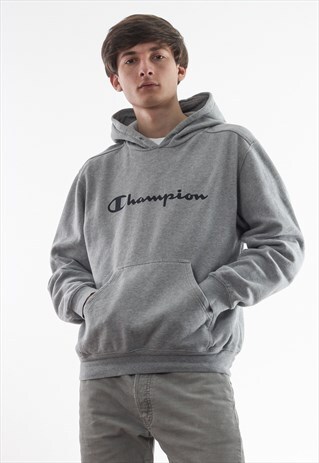 VINTAGE CHAMPION HOODIE 90S GREY BIG LOGO