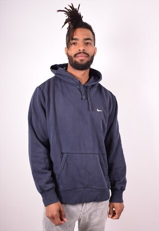 NIKE MENS VINTAGE HOODIE JUMPER LARGE GREY 90S