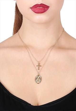 MOONCHILD FAITH DOUBLE LAYER GOLD NECKLACE CROSS