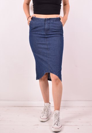 GUESS WOMENS VINTAGE DENIM SKIRT W28 BLUE 28