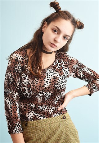 Y2K KITSCH ANIMAL PRINT STRETCH PARTY TOP