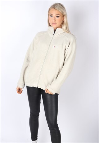 VINTAGE BERGHAUS FLEECE JUMPER CREAM SWEATER OUTDOORS M 10