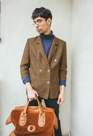 VINTAGE DOUBLE BREASTED PLAID WOOL JACKET