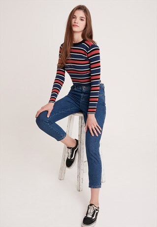 RIBBED JUMPER - BLUE, RED, WHITE AND BLACK STRIPES