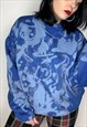 Acid wash Reworked grunge style blue sweatshirt size XL