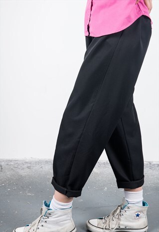 VINTAGE 1990S BLACK HIGH-WAISTED TROUSERS