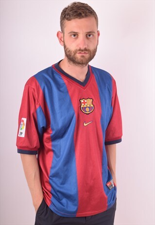 NIKE TEAM BARCELONA JERSEY SIZE L LATE 90S (707)