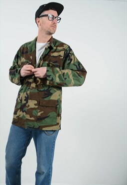 Vintage 90s US Army Jacket Camo Green Unisex Size L