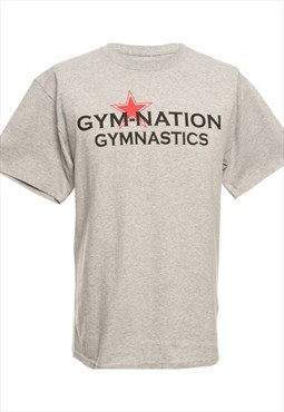 Vintage Grey Champion Printed T-shirt - M