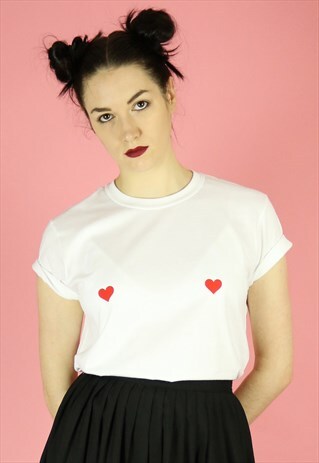 HEART NIPS T-SHIRT - NATURAL