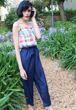 Strappy Vest Top with Check Design