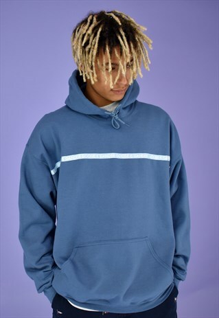 G&G UNISEX INDIGO WRITING RIBBON HOOD