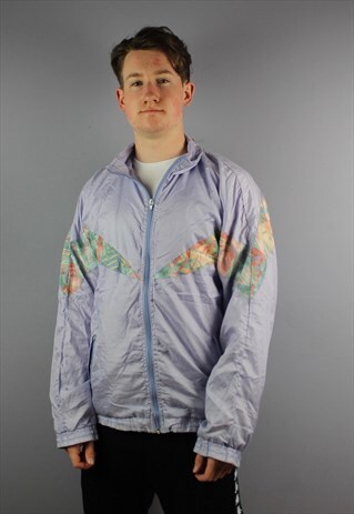 VINTAGE FESTIVAL WINDBREAKER SHELL JACKET IN PURPLE WITH ZIP