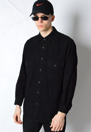 VINTAGE 90S BLACK CORDUROY LONG SLEEVE SHIRT