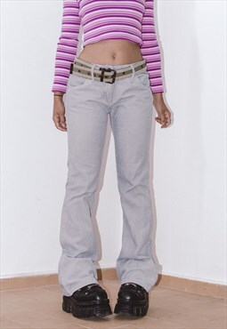 Y2k Low Rise Flared Boot Cut Corduroy Pants in Grey