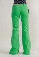 VINTAGE Y2K RAVE TECHNO FLARE GREEN WOMEN TROUSERS L