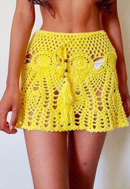 Yellow crochet skater skirt