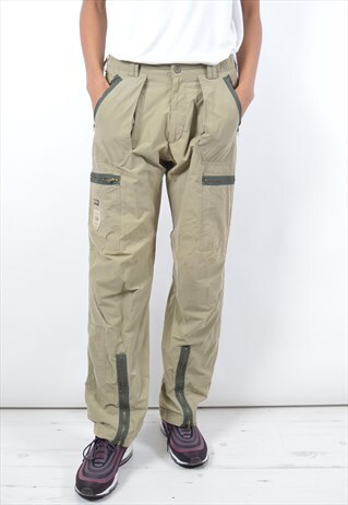 NAPAPIJRI MENS VINTAGE CARGO TROUSERS W32 L33 KHAKI 90S