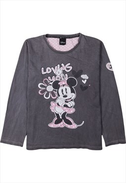 Vintage 90's Disney Sweatshirt Minnie Mouse Crew Neck Grey