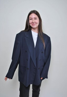 Oversize wool blazer, twin button vintage oversized jacket