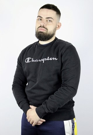 VINTAGE CHAMPION SWEATSHIRT BIG LOGO BLACK 90S