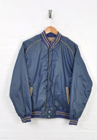 Vintage Reversible Baseball Jacket Blue/Beige Medium