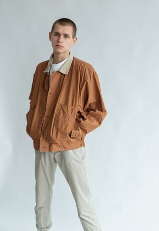 VINTAGE 70S BOHO BOMBER JACKET WITH CONTRAST COLLAR