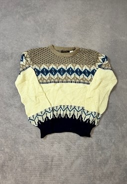 Vintage Abstract Knitted Jumper Funky Patterned Sweater