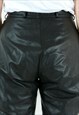 BLACK GENUINE LEATHER STRAIGHT PANTS HIGH WAISTED TROUSERS