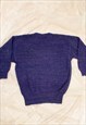 VINTAGE KNIT SWEATER 80S XMAS OVERSIZED JUMPER IN PURPLE