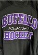 Y2K HOODIE BUFFALO EMBROIDERED SPELL OUT HOCKEY