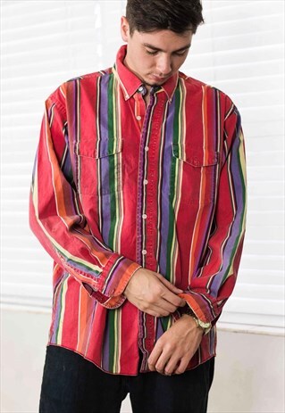 VINTAGE WRANGLER REGATTA STRIPED SHIRT LOGO 90S XL 15.0