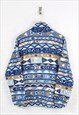VINTAGE FLEECE 1/4 ZIP AZTEC PATTERN BLUE SMALL